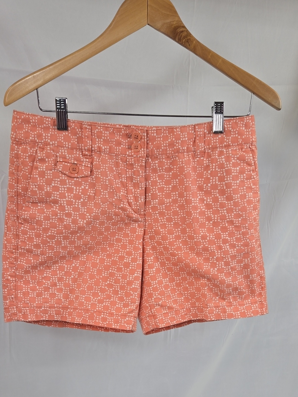 LOFT Coral-White Printed Cotton Blend Shorts Original 2